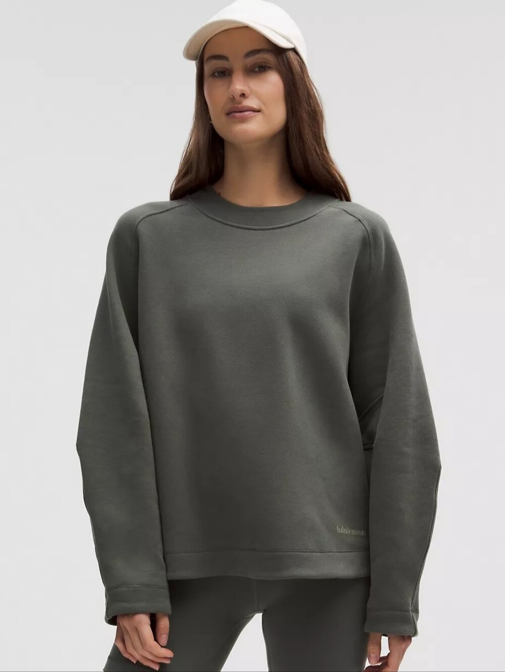 Lululemon Loungeful Relaxed Oversized Crew Slouchy Raglan Style Palm Deco Green
